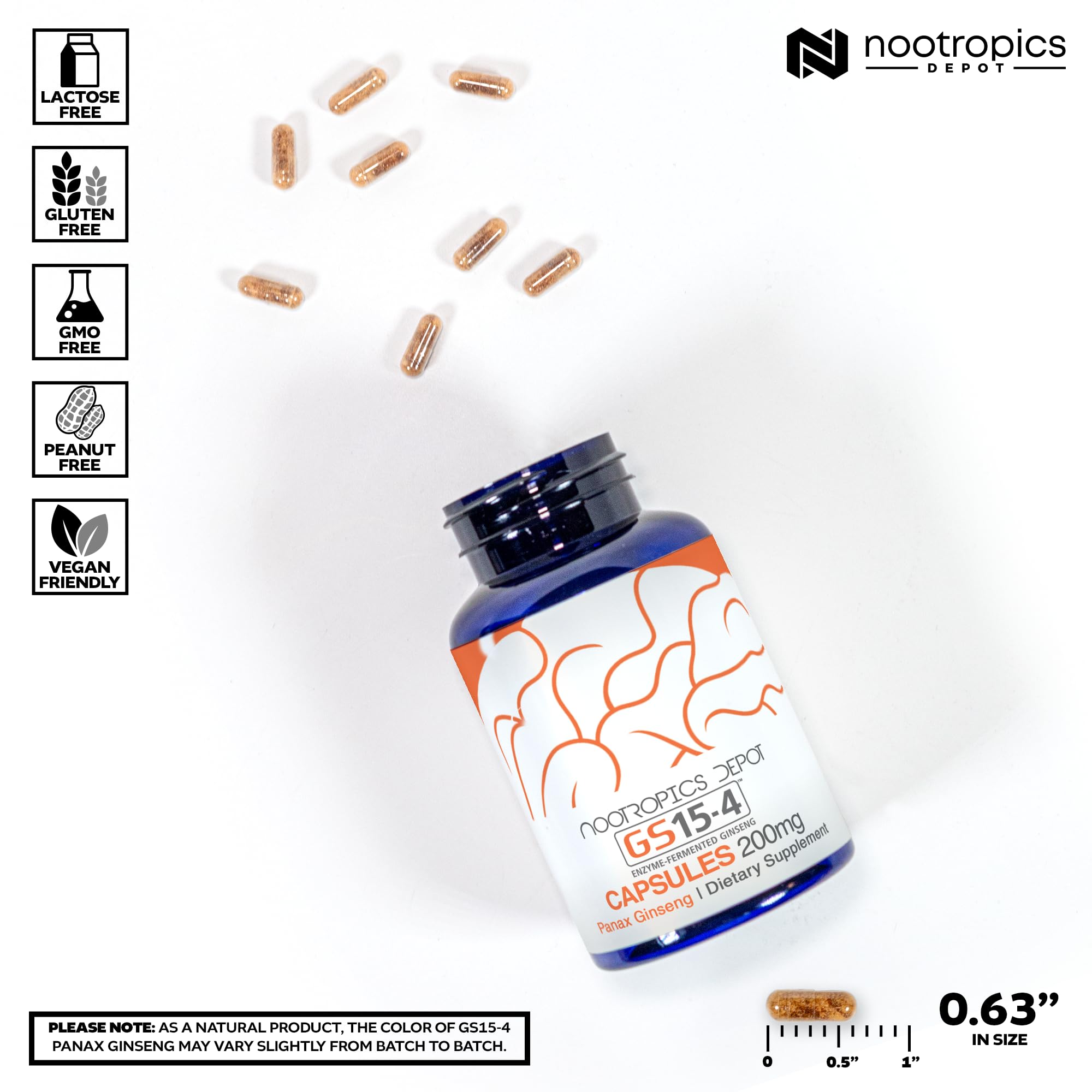 Nootropics Depot GS15-4 Panax Ginseng, emballage-carton: rangement pratique pour une routine.