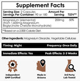 Nootropics Depot Magnésium Glycinate – gélules visibles, détente musculaire possible.