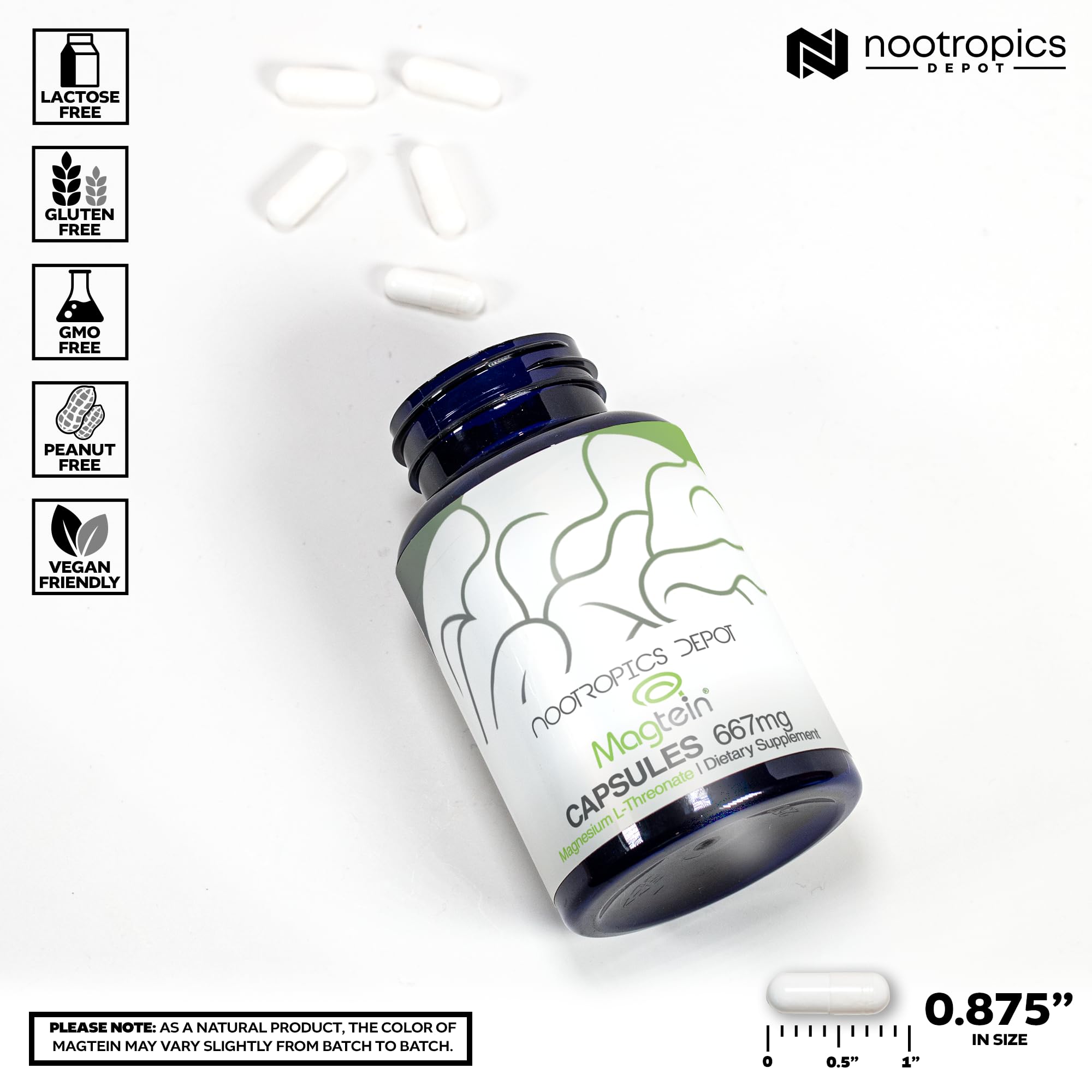 Nootropics Depot Magtein étiquette-produit: formule brevetée de haute qualité.