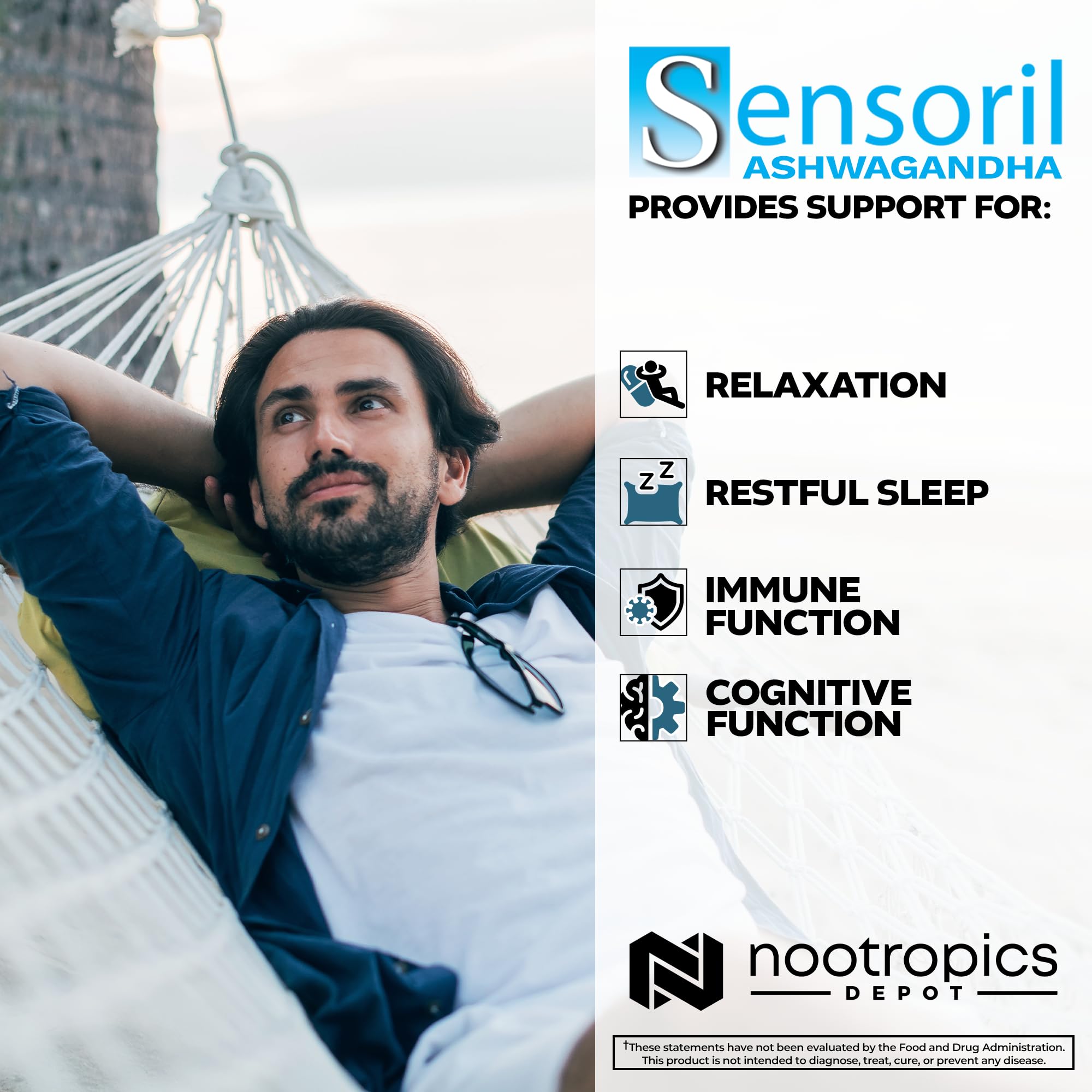 Capsules Sensoril Ashwagandha 125 mg pour une utilisation potentielle en concentration.