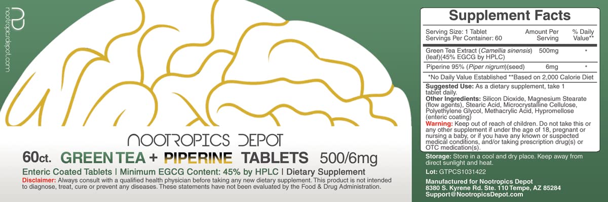 Nootropics Depot tablettes enrobage entérique, améliore labsorption et la stabilité digestive.