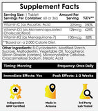 Nootropics Depot D3/K2/C, comprimés en gros plan montrant le dosage.