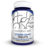 Nootropics Depot vitamine D3 et K2 en bouteille, soutien possible à la santé osseuse.