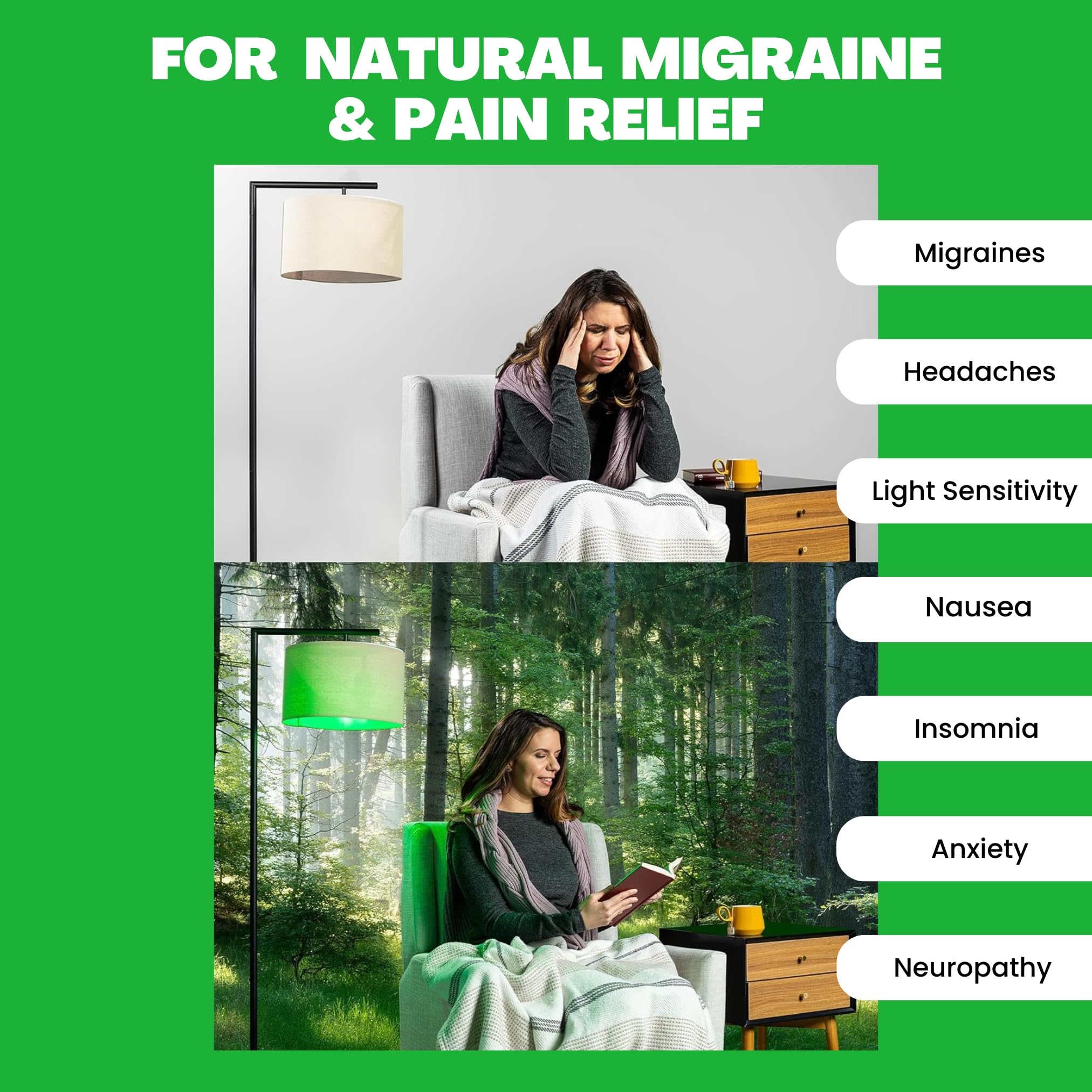 NorbRELIEF éclair vert ciblé peut réduire sensibilité lumineuse pendant les épisodes