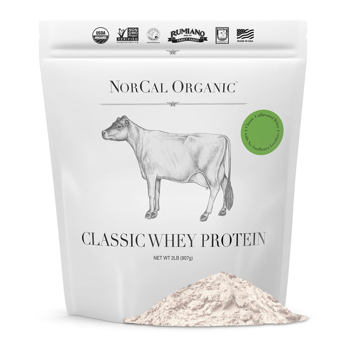 NorCal Organic whey classique en bouteille, shake rapide et pratique.