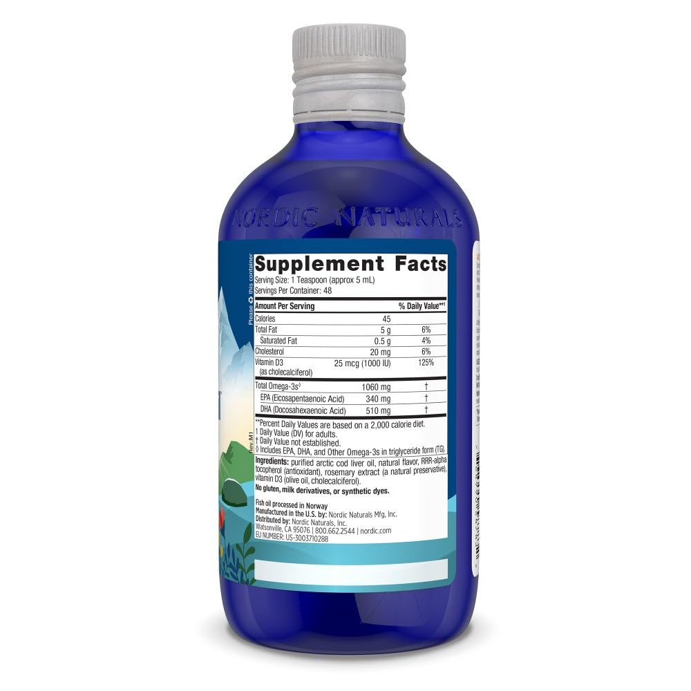 Nordic Naturals Arctic-D, etiquette citron: goût agréable et absorption améliorée.
