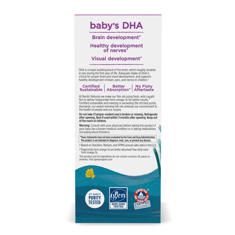 Étiquette claire Nordic Naturals Bebe-DHA sur emballage