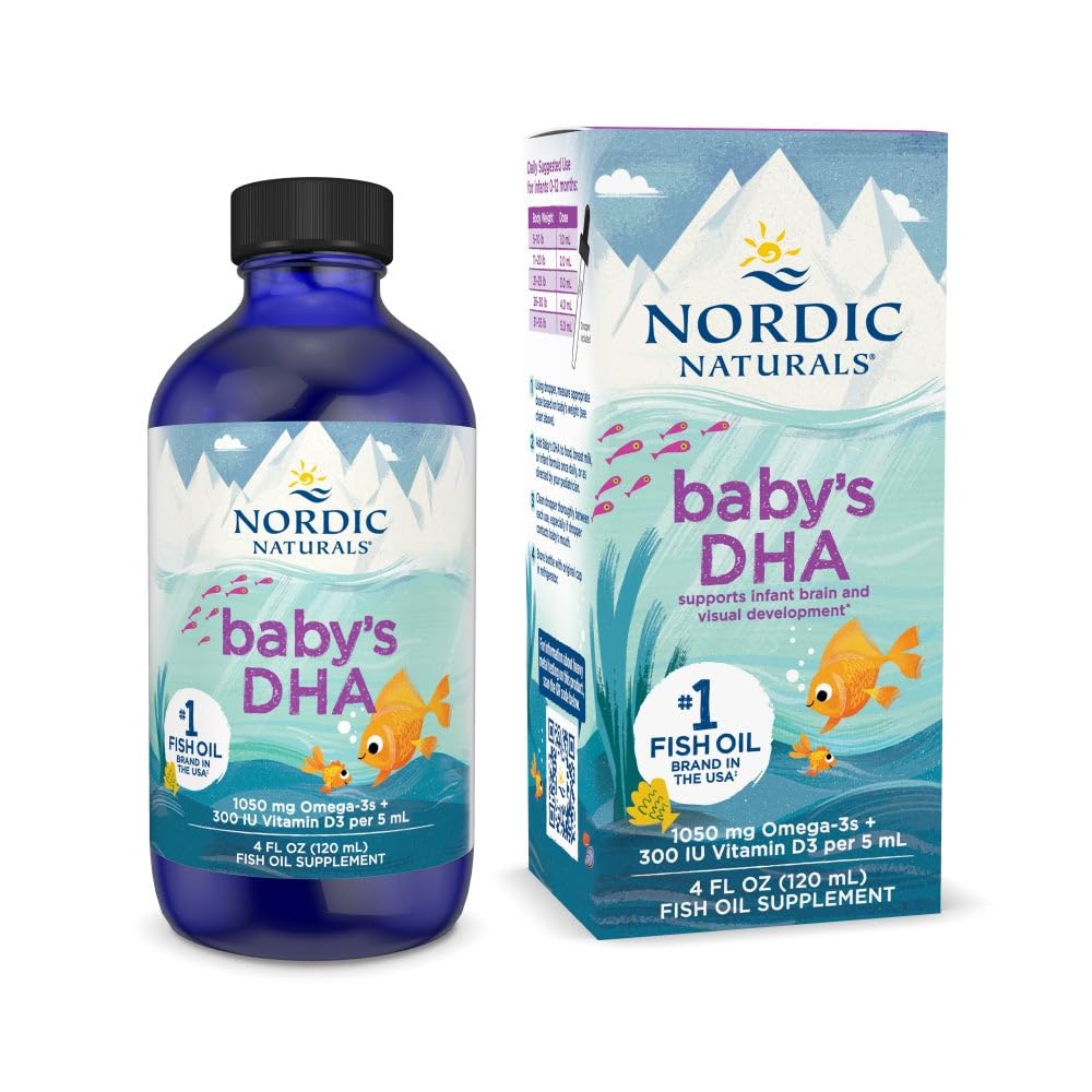 Flacon Nordic Naturals Baby’s DHA non aromatisé, présentation simple pour bébé