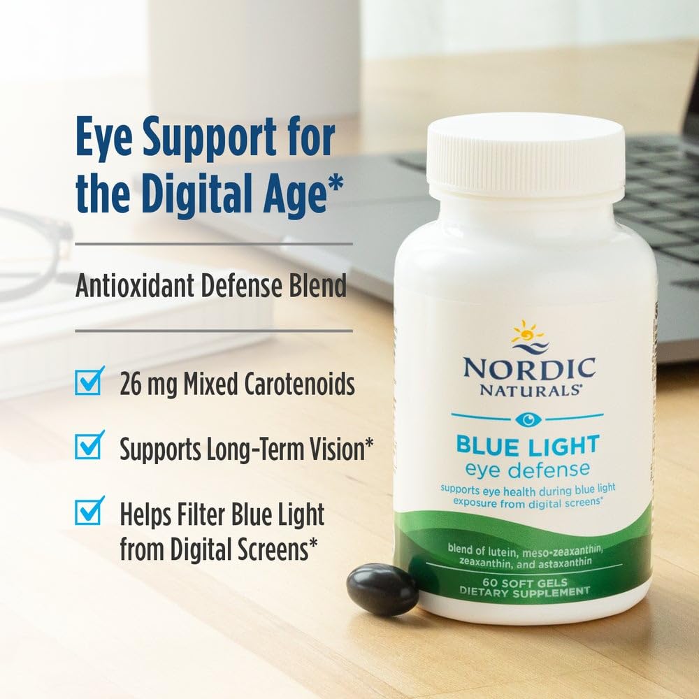 Présentoir Nordic Naturals Blue Light Defense, pratique à emporter.