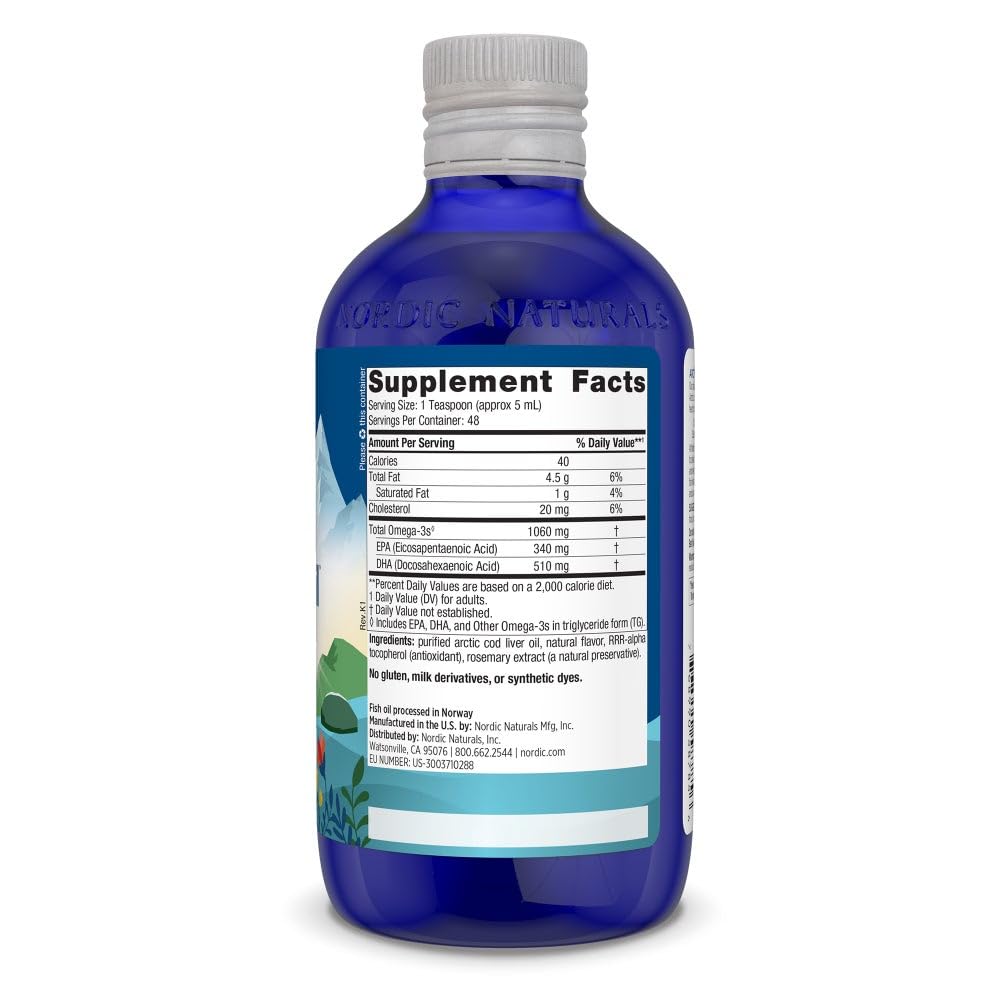 Nordic Naturals flacon 8 oz oméga-3, soutien potentiel pour cœur et cerveau.