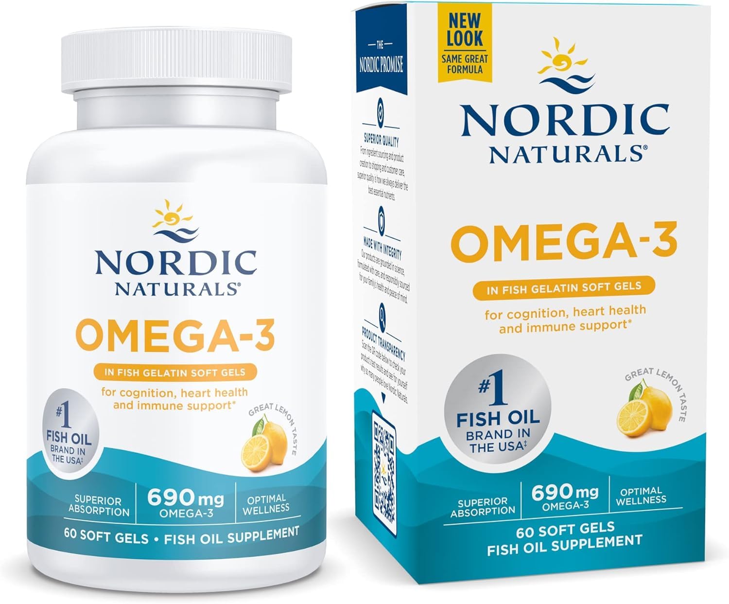 Bouteille Nordic Naturals Omega-3 au citron pour un apport quotidien en EPA et DHA
