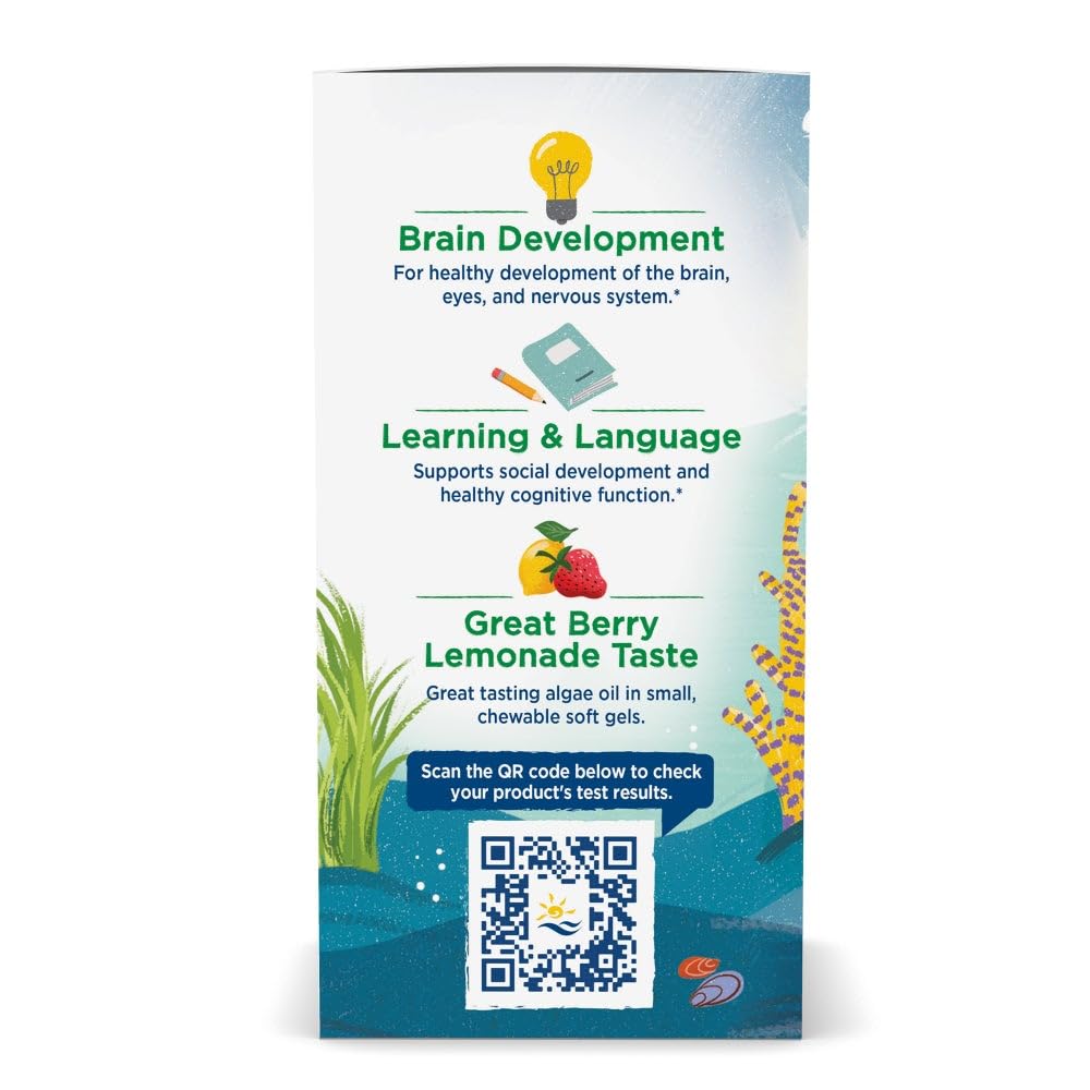 Étiquette colorée Nordic Naturals attire les enfants et rassure les parents.