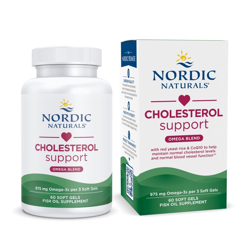 Nordic Naturals Cholesterol Support, bouteille citron, prise quotidienne pratique.