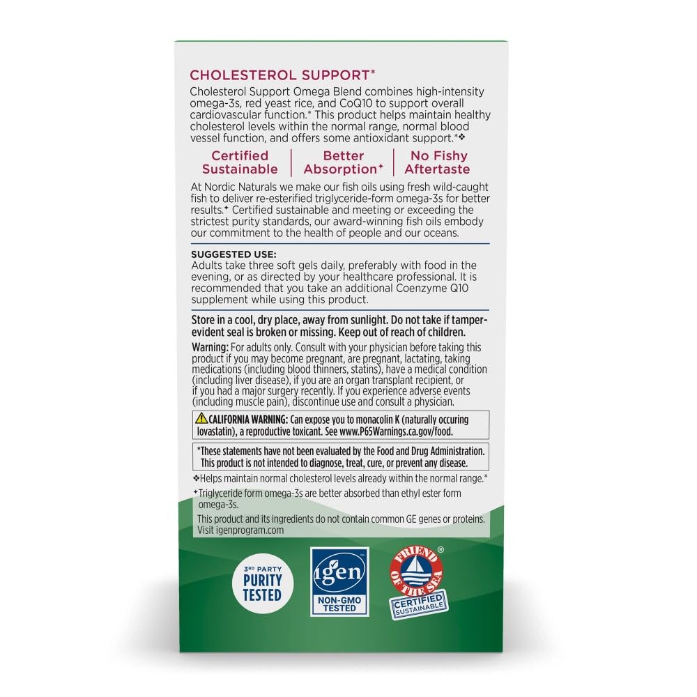 Étiquette Nordic Naturals Cholesterol Support, informations claires et fiables.