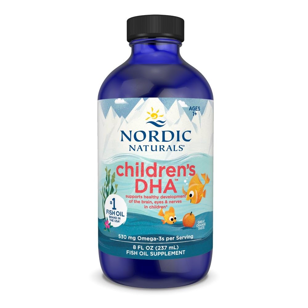 Bouteille Nordic Naturals DHA Enfants Orange, utilisation simple pour les enfants.