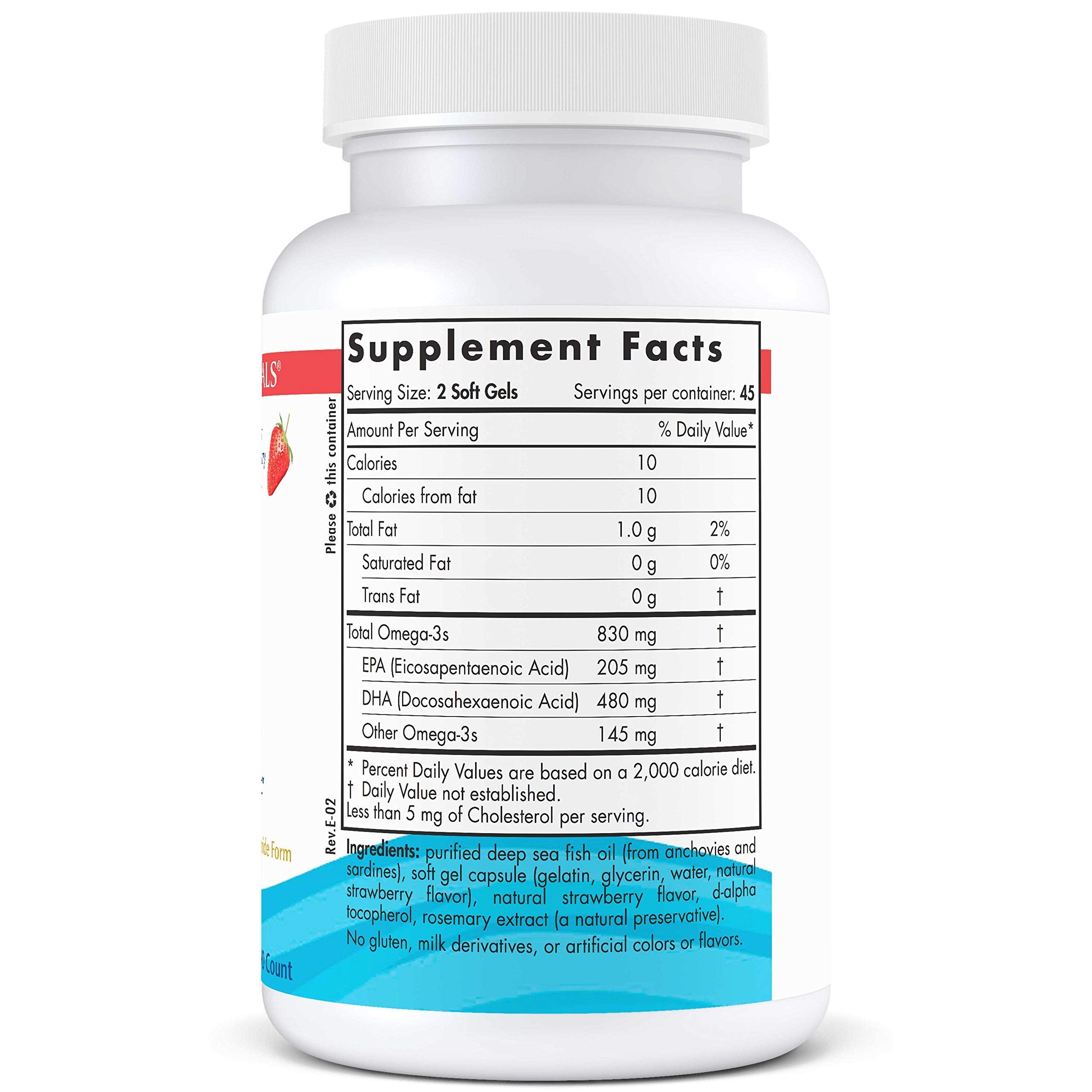 Tableau nutritionnel Nordic Naturals DHA sur l'emballage