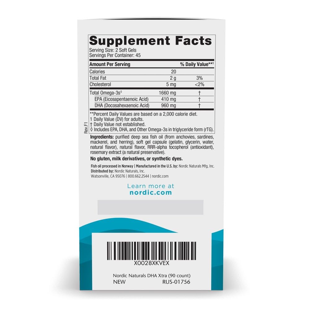 Gélules Nordic Naturals DHA Xtra fraise, absorption améliorée grâce à la forme triglycéride.