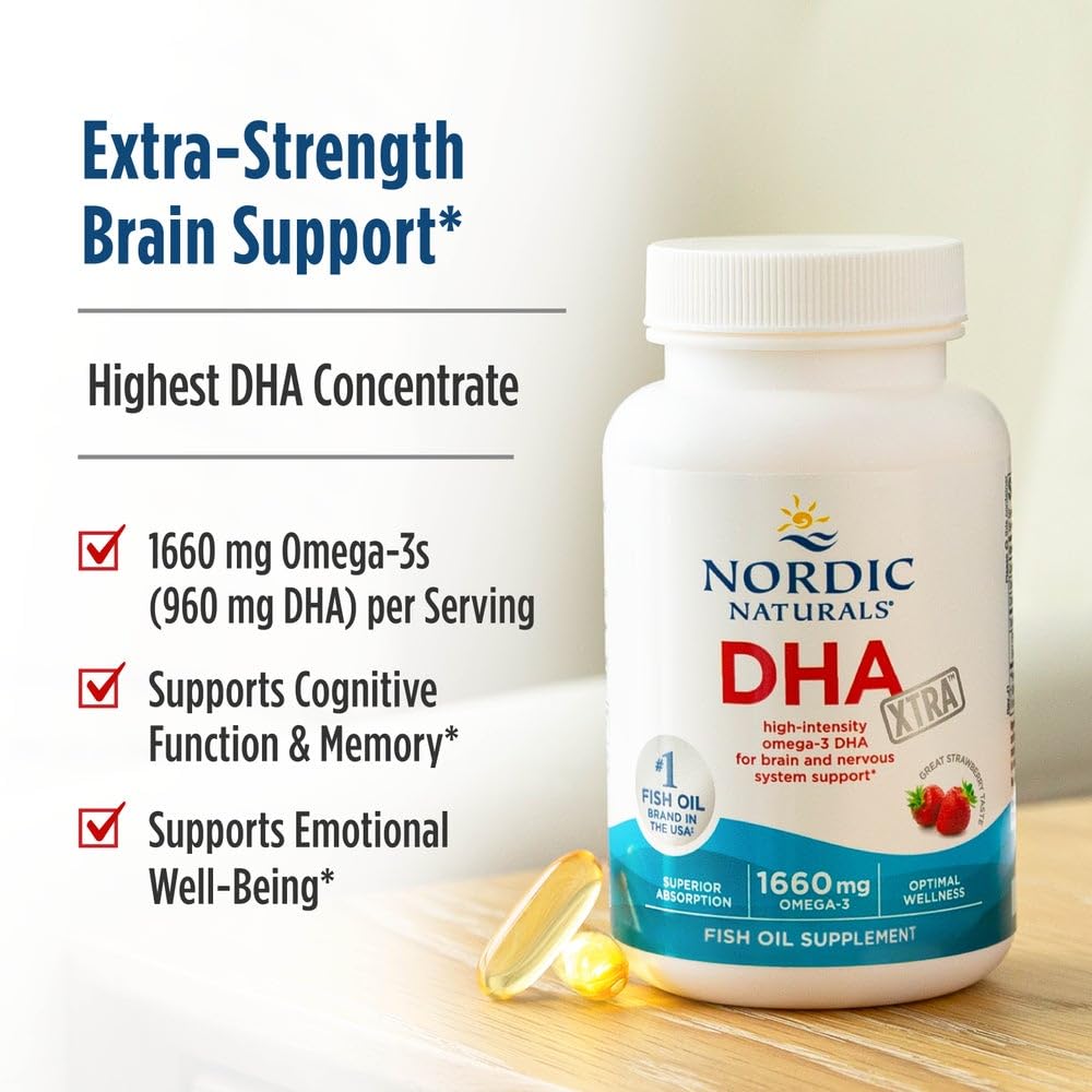 Logo Nordic Naturals sur l'emballage, symbole d'engagement durable.