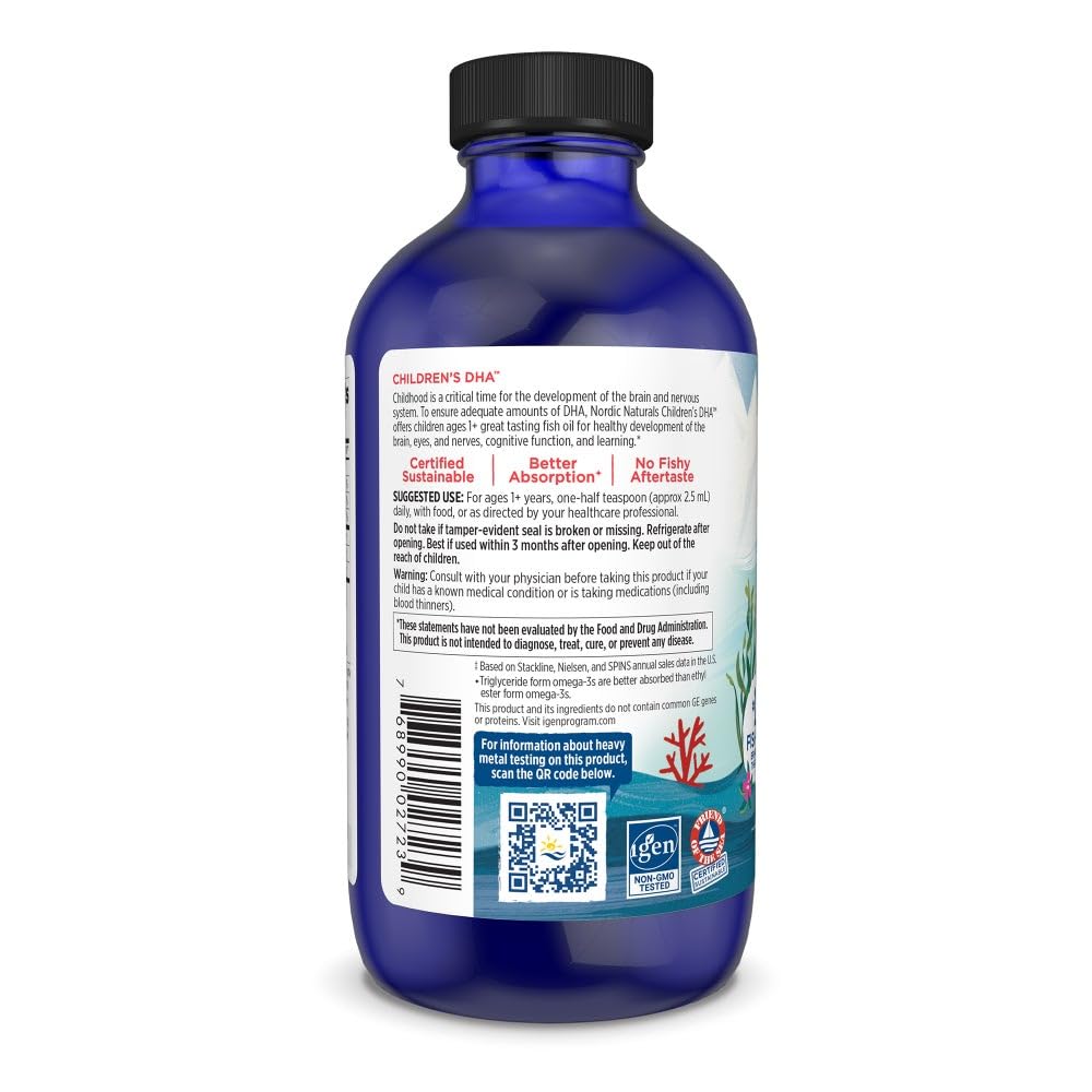 Nordic Naturals Enfants DHA fraise, flacon pratique facilitant le dosage quotidien.
