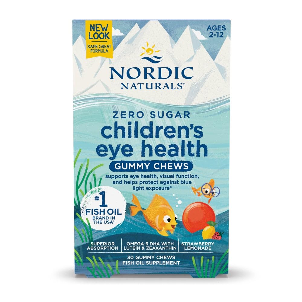 Gomme Nordic Naturals Enfants goût fraise-citronade pour soutien visuel potentiel.