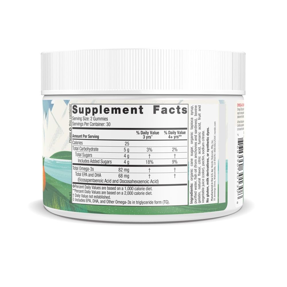 Gommes Nordic Naturals Omega-3 Tangerine, paquet 60 gommes pratique et facile.