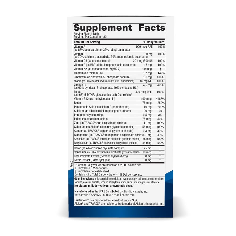 Nordic Naturals Men’s Multivitamin One Daily – énergie: énergie soutenue pour les activités quotidiennes.