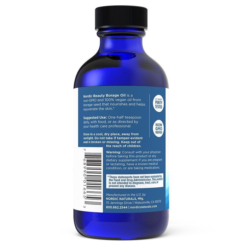 Nordic Naturals huile bourrache gla omega-6: source naturelle pour peau saine et hydratée.