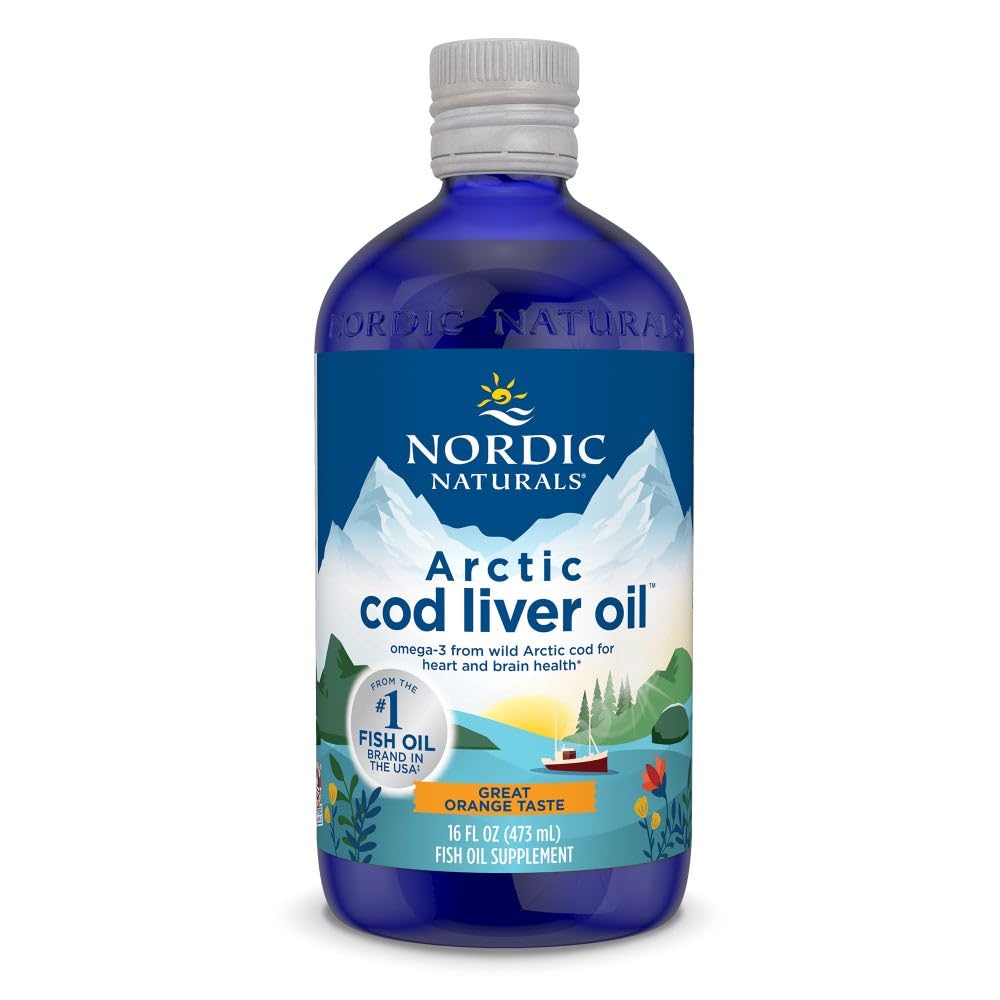 Nordic Naturals huile de foie de morue arctique orange, bouteille 16 oz, soutien potentiel cœur et cerveau.