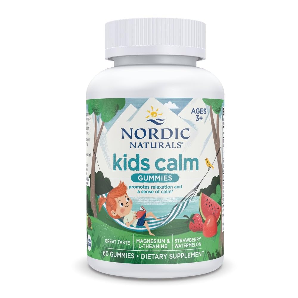 Nordic Naturals Kids Calm Gummies — bouteille pratique pour des routines calmes chez l'enfant.