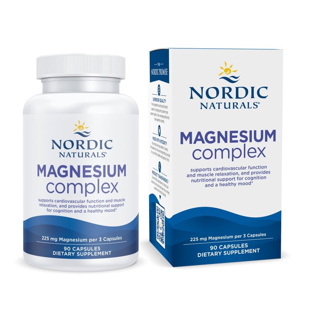 Nordic Naturals Magnesium Complex – bouteille face, soutien potentiel énergie et détente.