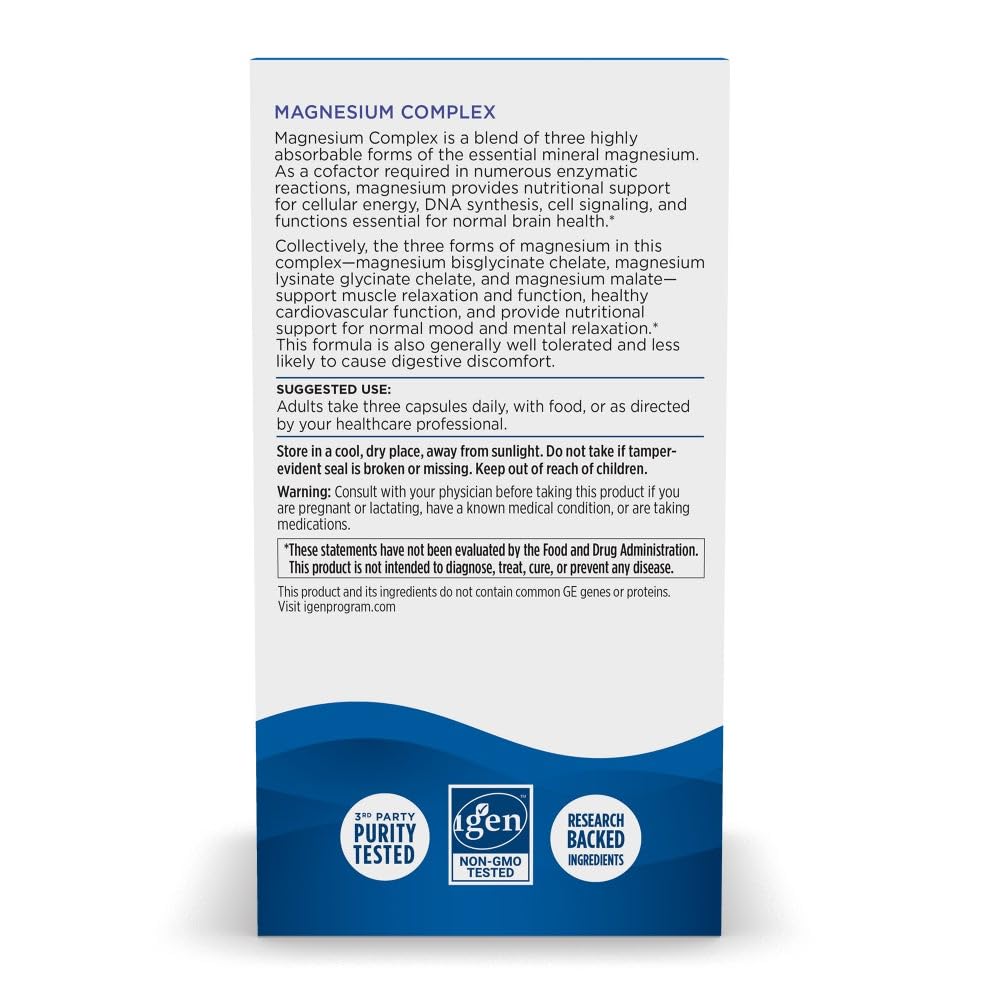 Nordic Naturals Magnesium Complex – etiquette, détails de composition et forme du magnésium.