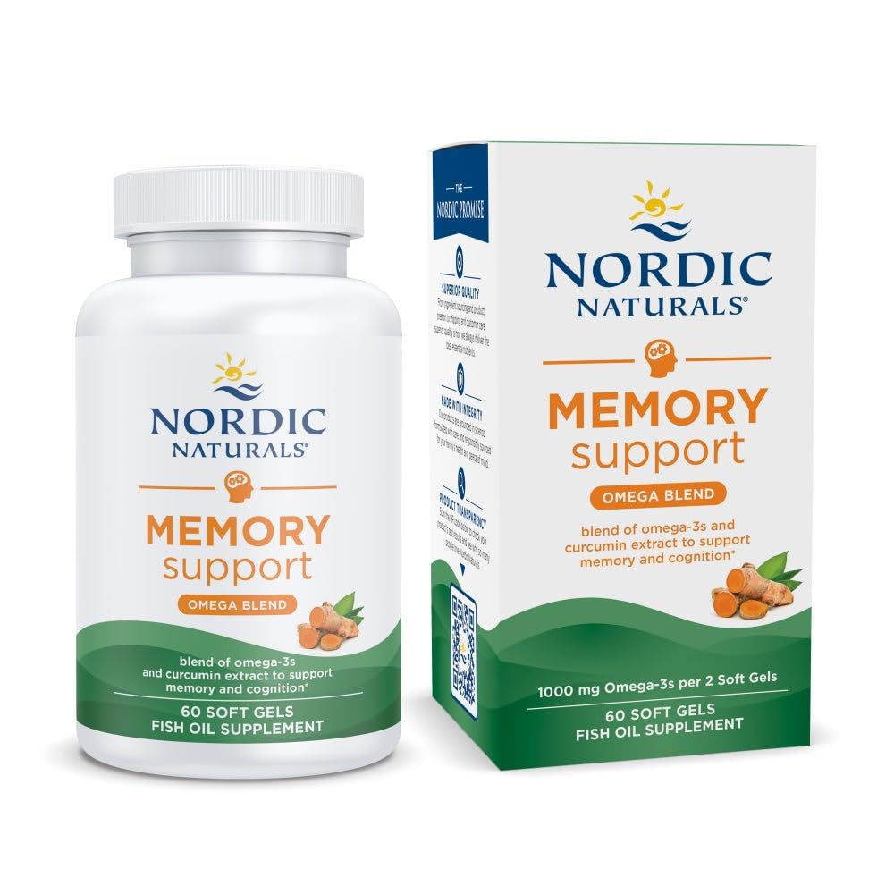 Nordic Naturals Mémoire avec Curcumine, bouteille citron, soutien potentiel à la mémoire et à la clarté