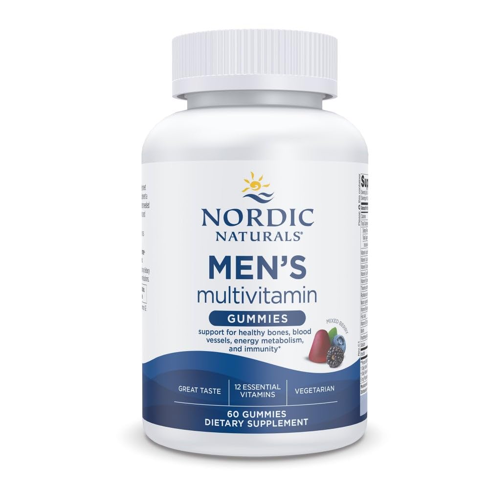 Bouteille Nordic Naturals Men’s Multivitamin Gummies prête pour l’énergie quotidienne.