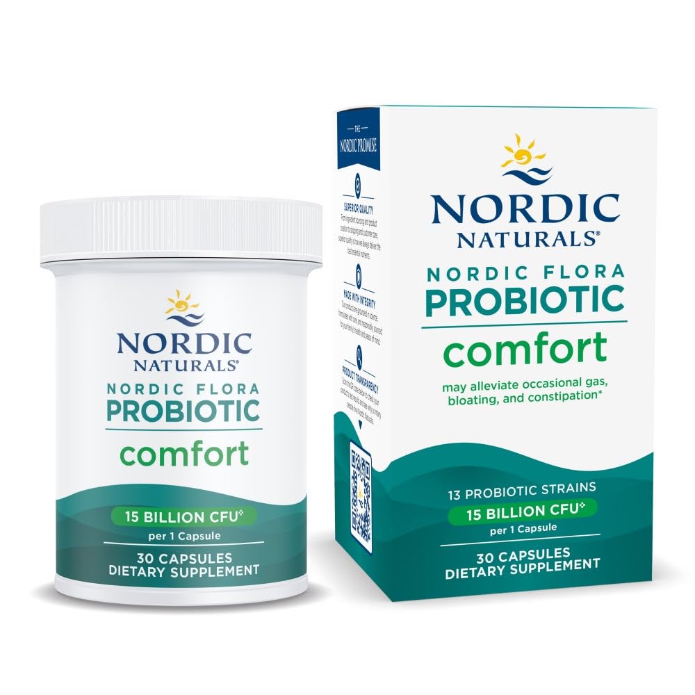 Nordic Naturals Nordic Flora Probiotic Comfort – bouteille de 30 capsules pour la digestion.