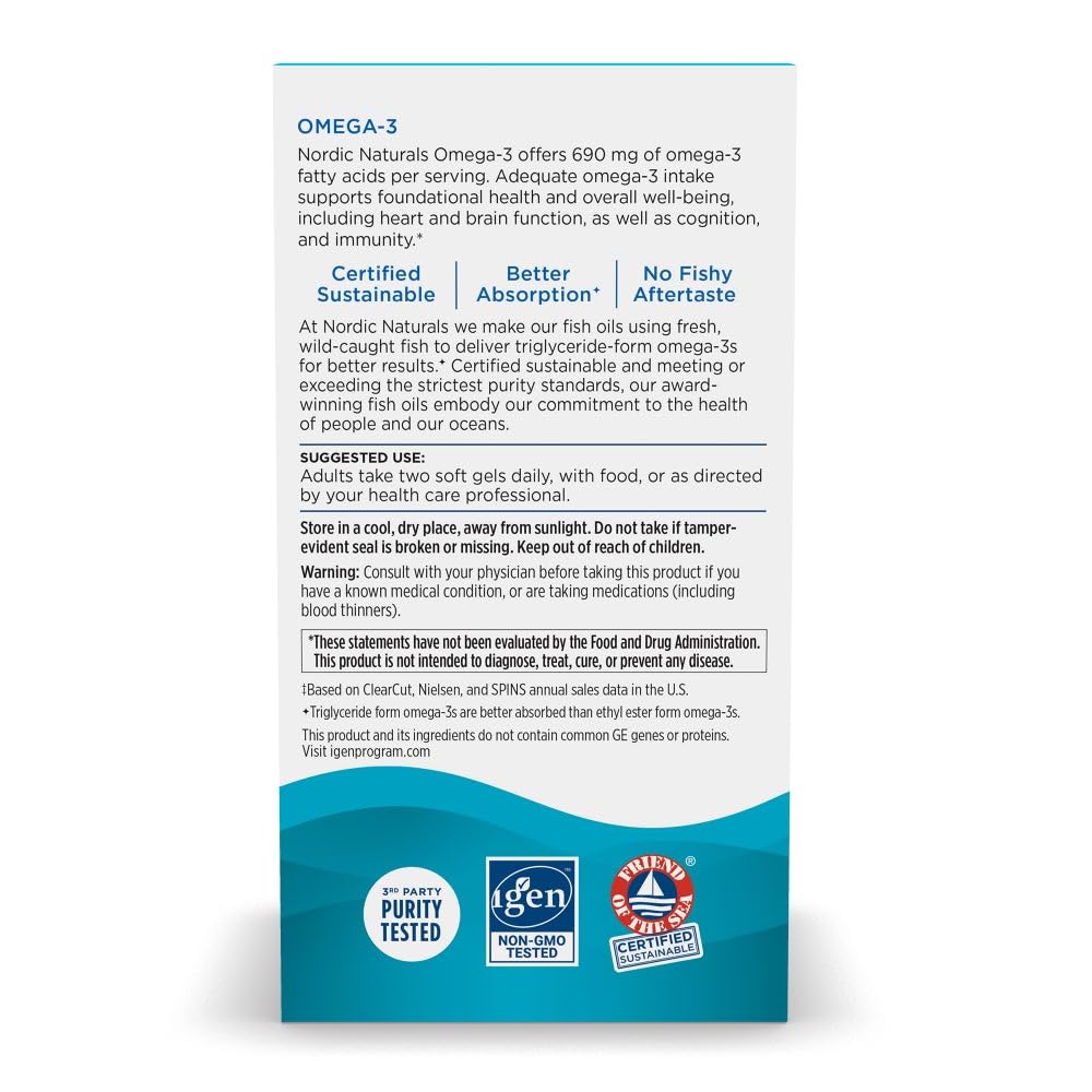 Nordic Naturals Oméga-3, EPA et DHA, soutien potentiel cœur et cerveau.