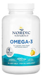 Étiquette bouteille Nordic Naturals Omega-3, sans colorants ou artificiels.