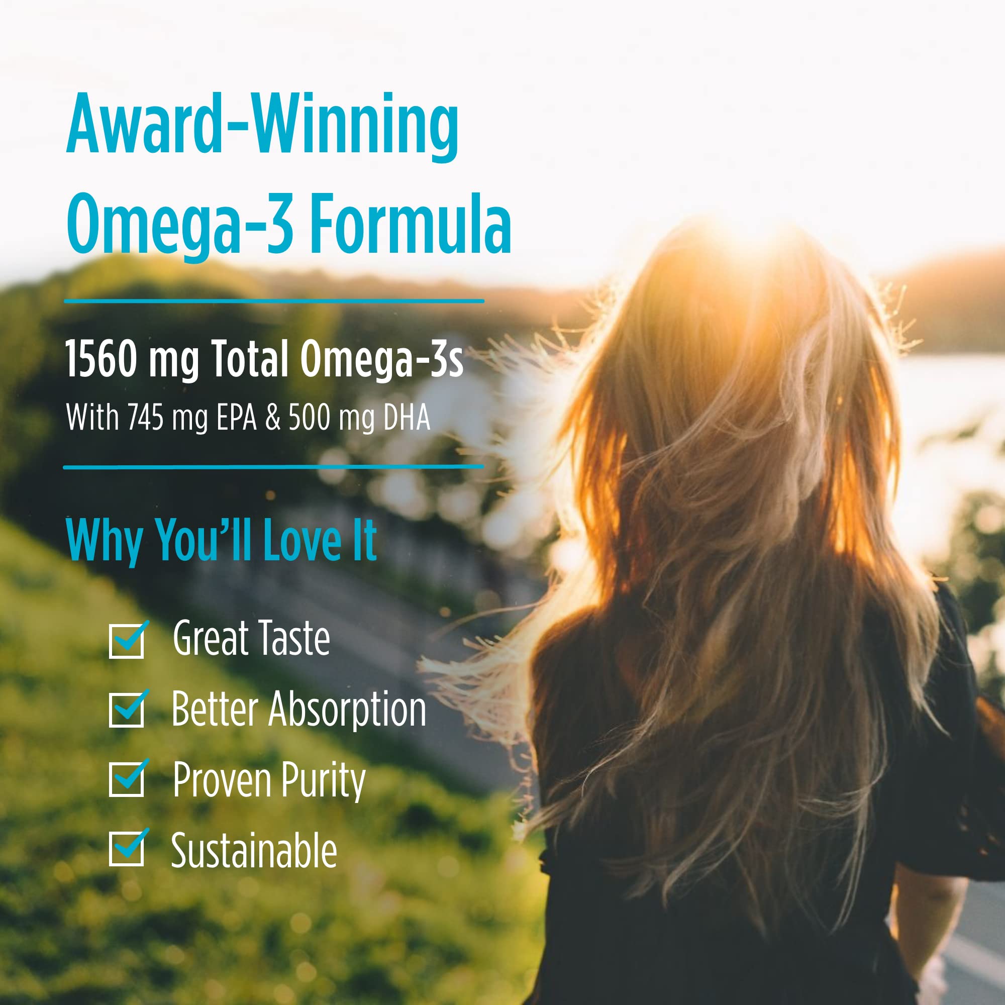 Nordic Naturals Omega-3 - flacon clair, pureté sans colorants ni conservateurs artificiels.