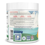 Nordic Naturals Omega-3 Gummies Tangerine, étiquette indiquant non-OGM et allergènes absents.