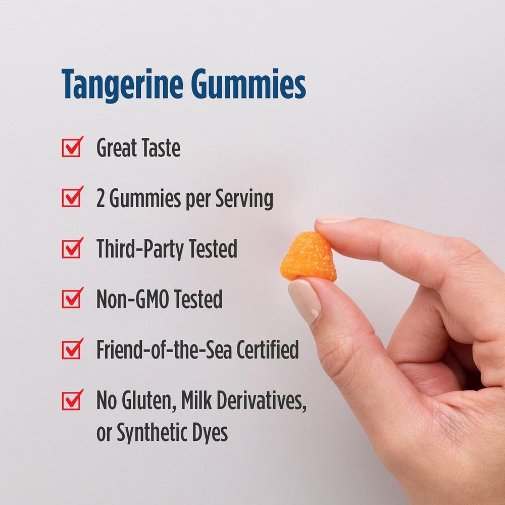 Nordic Naturals Omega-3 Gummies Tangerine: tableau nutritionnel indiquant 82 mg d'oméga-3 par portion.