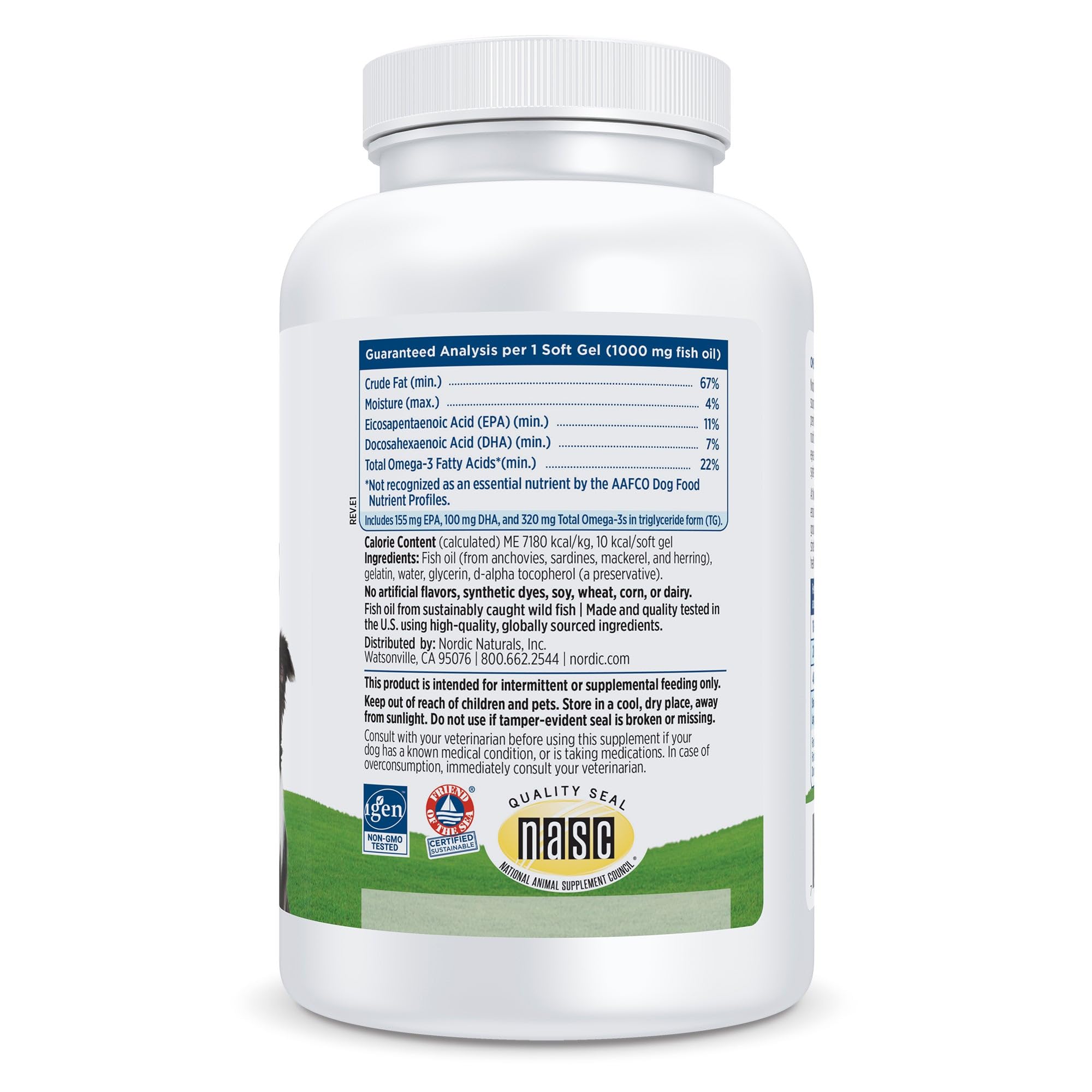 Nordic Naturals Omega-3 Pet gelules molles: administration facile pour chiens actifs.