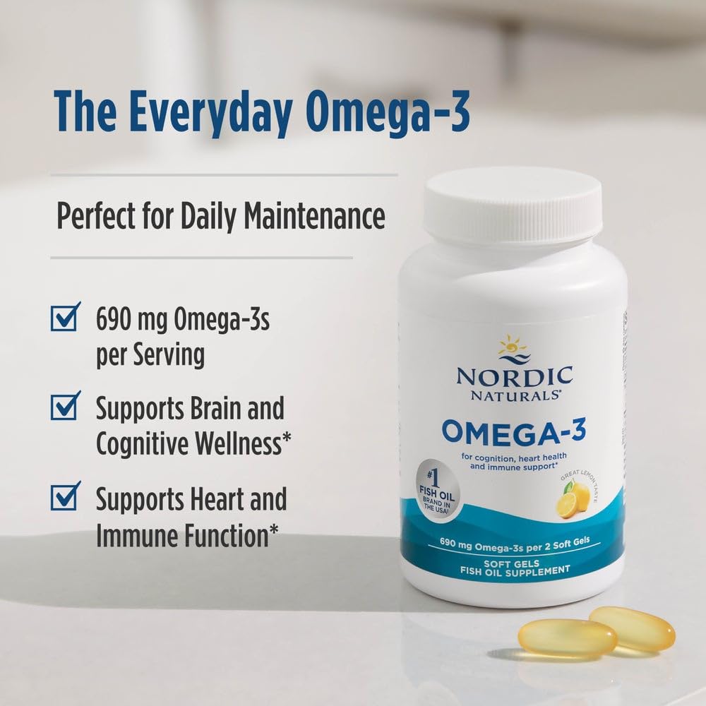 Nordic Naturals Omega-3, capsules faciles à prendre.