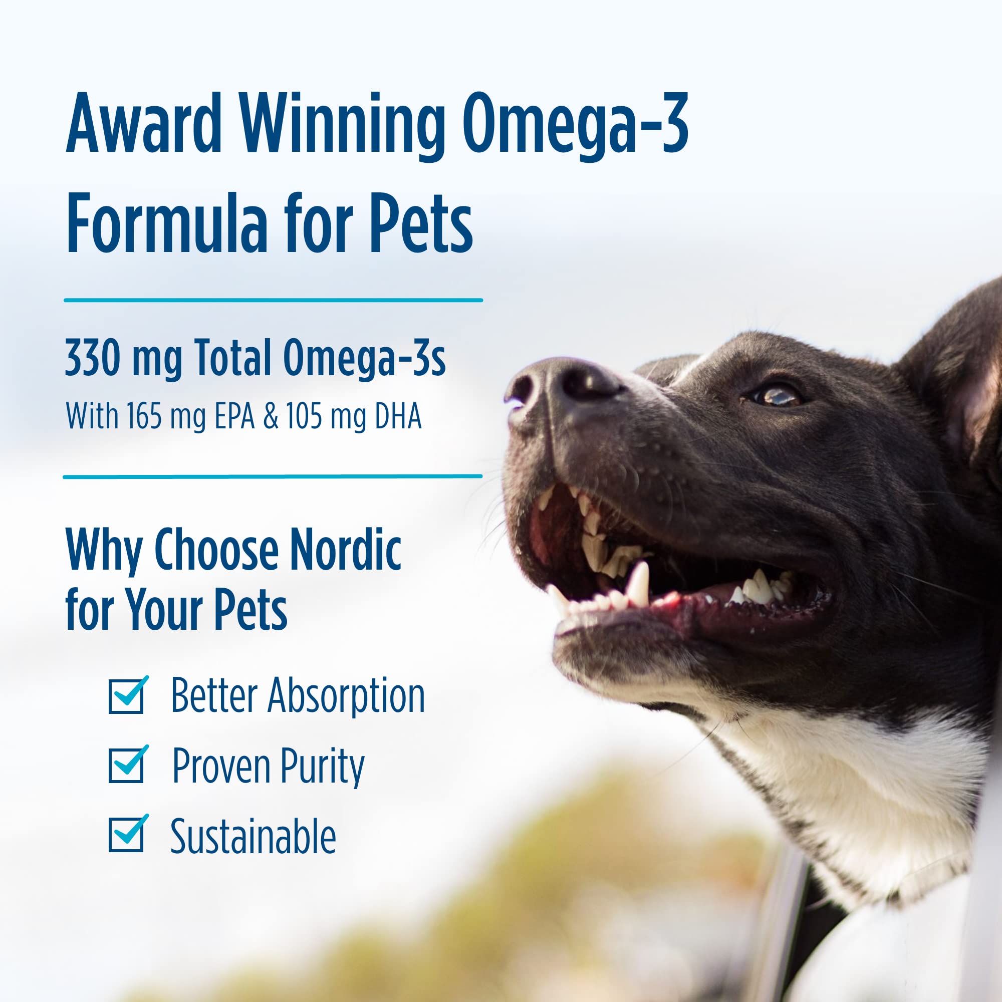 Formule non parfumée Nordic Naturals adaptée aux chiens sensibles.
