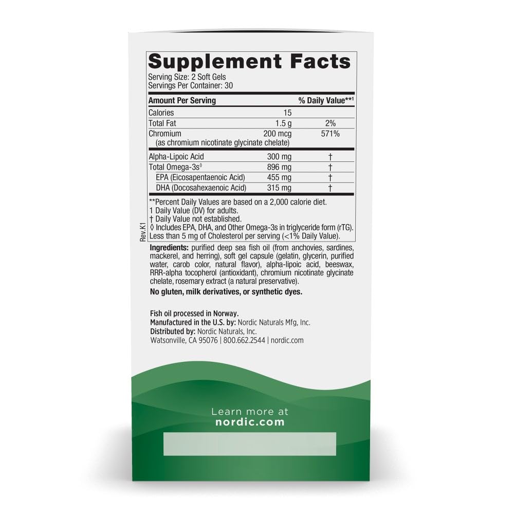 Gélules citron Nordic Naturals Omega Blood Sugar, absorption améliorée