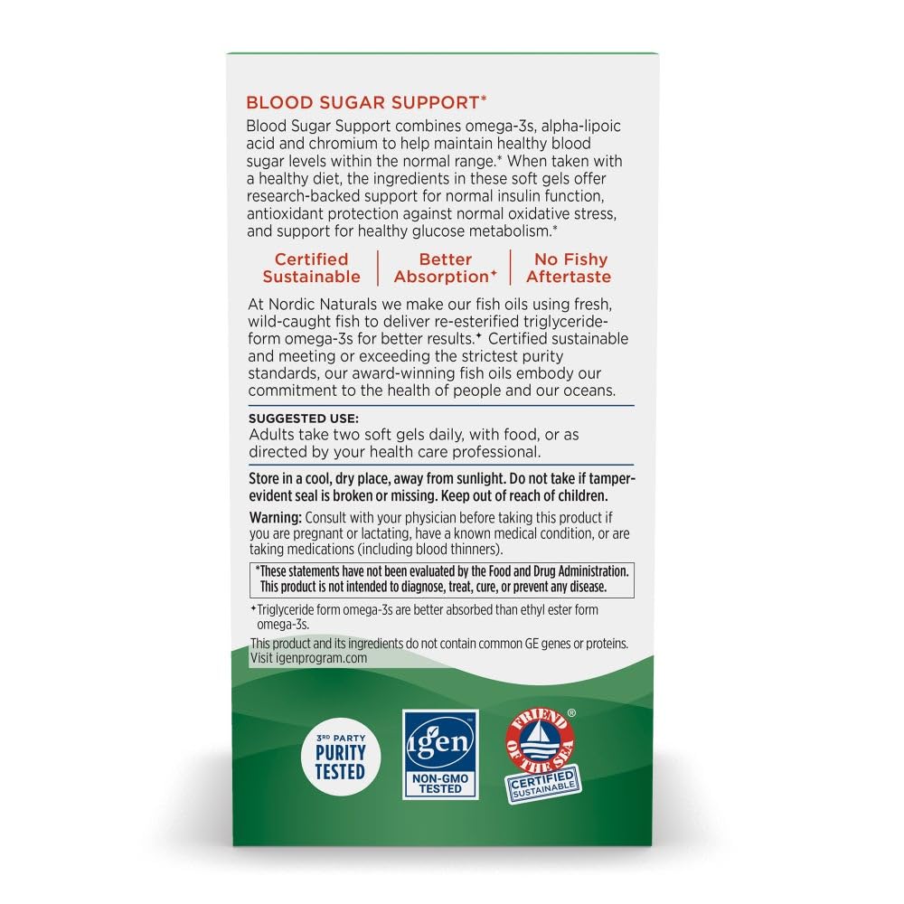 Nordic Naturals Omega Blood Sugar – pureté vérifiée et sans OGM