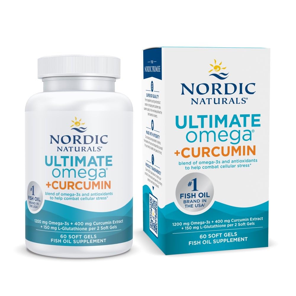 Nordic Naturals Omega Curcumine Citron, bouteille; goût citron et forme pratique.