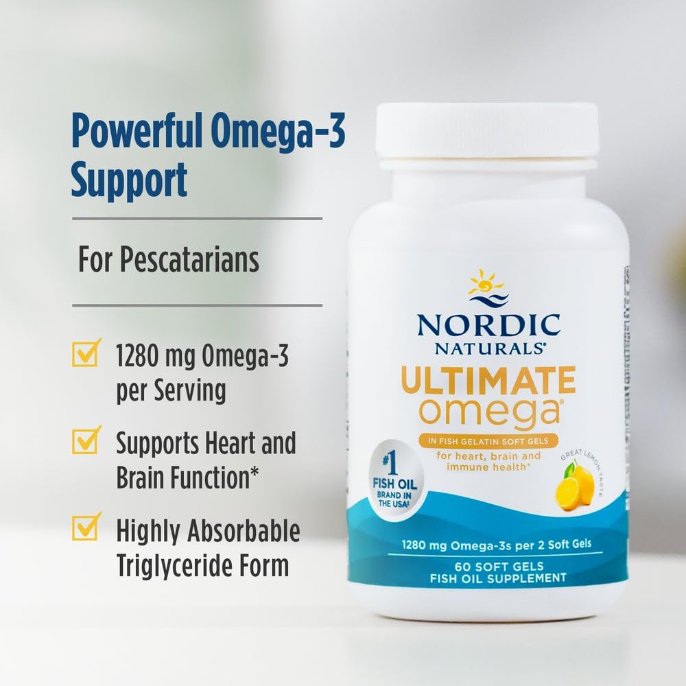 Absorption optimale Nordic Naturals Ultimate Omega, gélules en triglycéride pour meilleure assimilation.