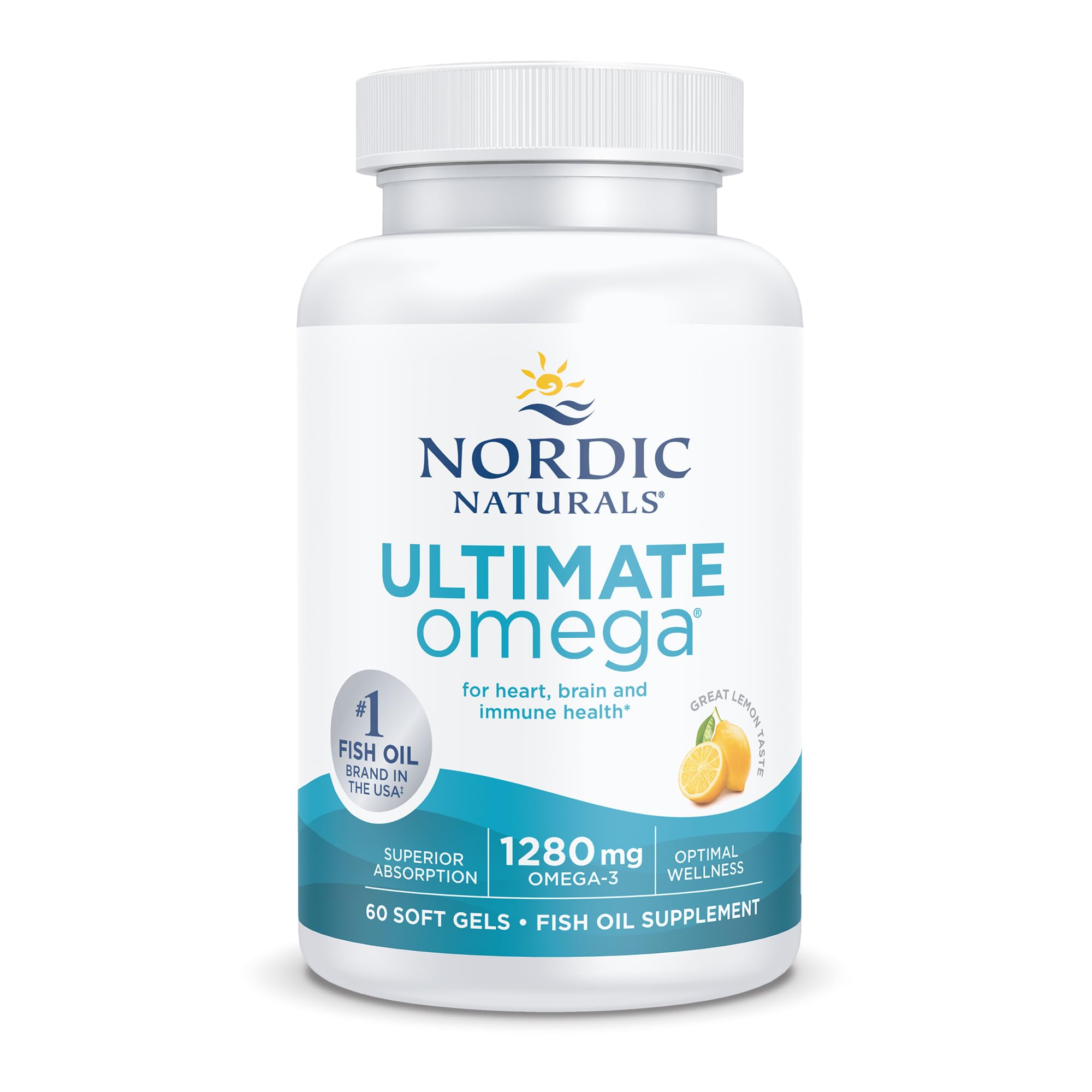 Arôme citron Nordic Naturals Ultimate Omega, saveur rafraîchissante pendant la prise.