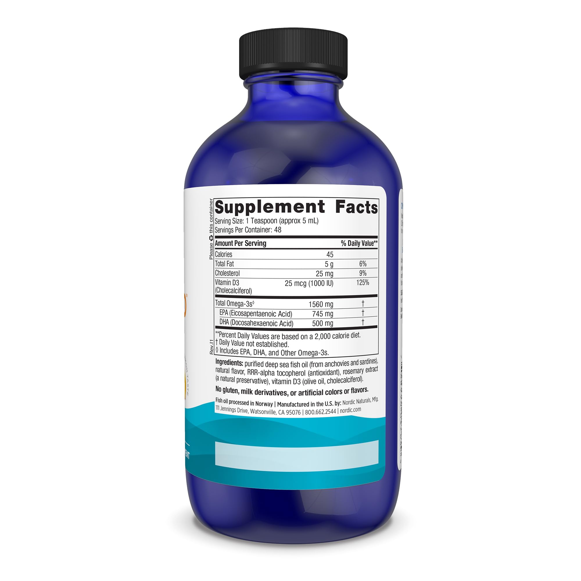 Omega-3D Nordic Naturals avec D3, soutien potentiellement lié à l’absorption du calcium.