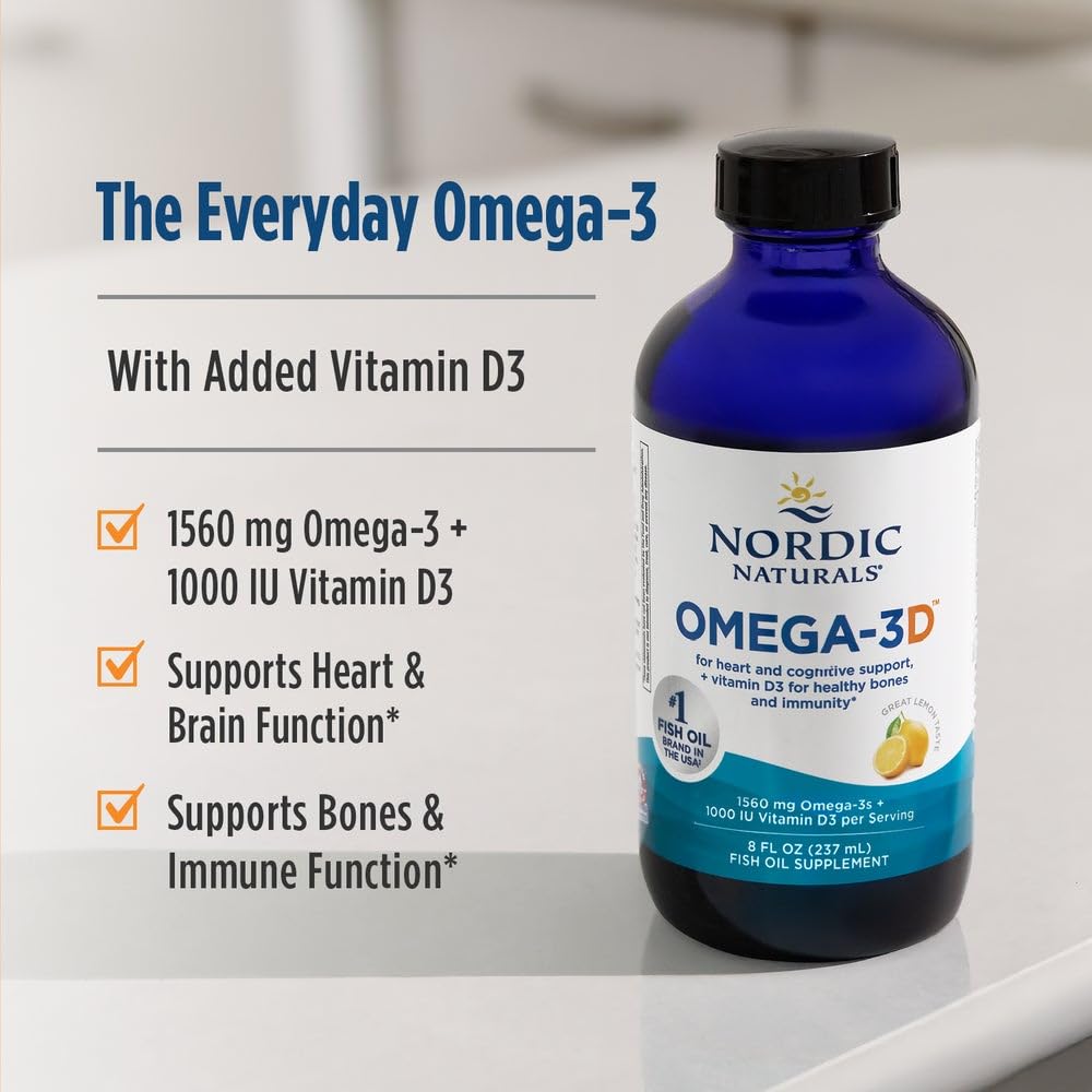 Ingrédients non-OGM, sans gluten ni produits laitiers, Nordic Naturals Omega-3D.