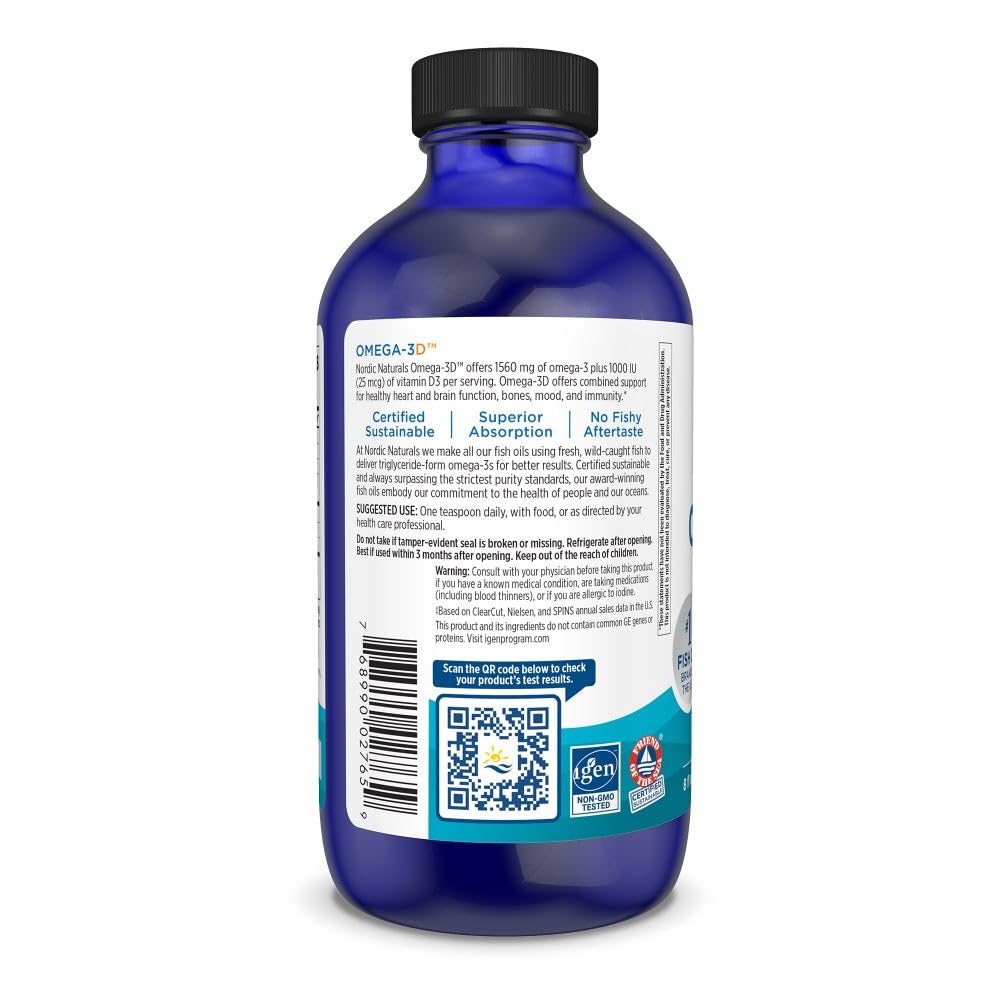 Nordic Naturals Omega-3D, EPA et DHA pour équilibre potentiel cerveau et cœur.